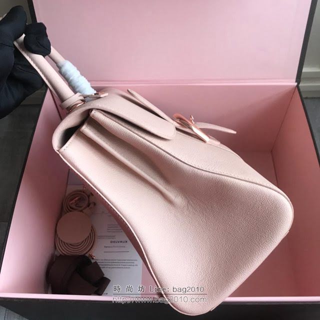 DELVAUX女包 2019春夏最新色 專櫃原廠皮 德爾沃女手提包 DV0028裸粉玫瑰金 中號 Delvaux單肩斜挎包  fcs1162
